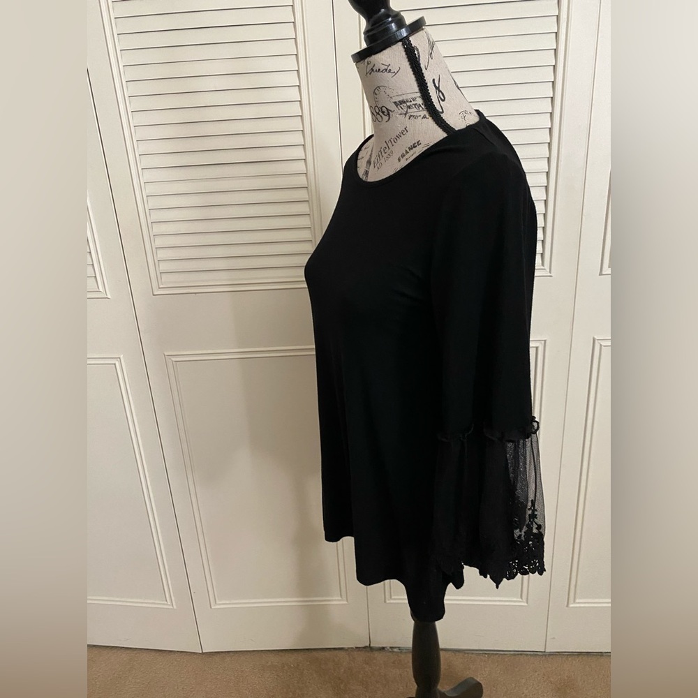 Origami by Vivien black blouse lace bell sleeves witchy boho goth romantic - Picture 4 of 13